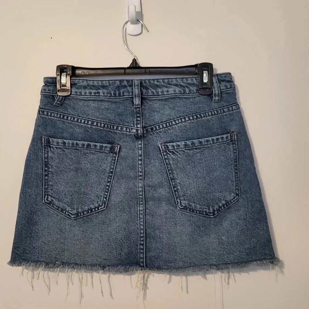 Free People We The Free Zip It Up Front Zipper Mini Denim Jean Skirt(26) - Picture 4 of 12